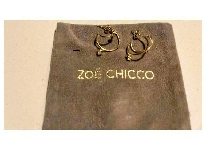 Autre Marque Zoe Chicco Orecchini a cerchio mezzaluna in oro giallo 14k e diamanti D'oro - vista 4