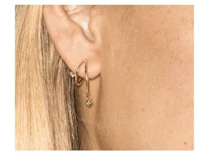 Autre Marque Zoe Chicco Orecchini a cerchio mezzaluna in oro giallo 14k e diamanti D'oro - vista 6