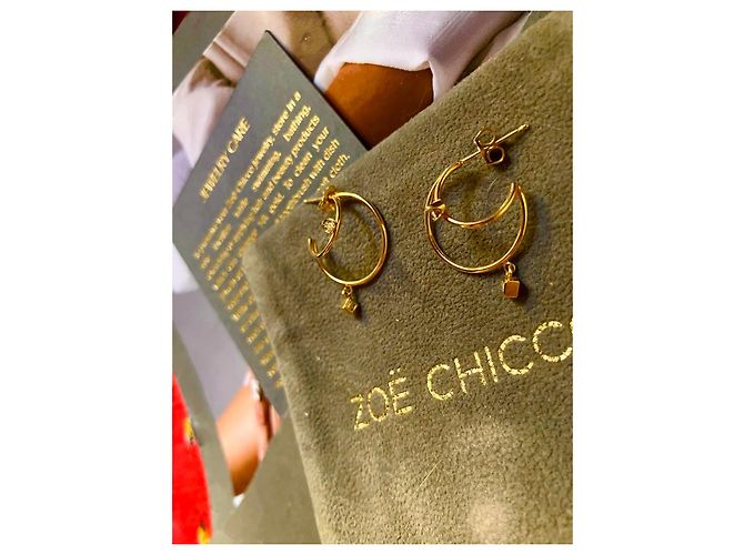 Autre Marque Zoe Chicco Orecchini a cerchio mezzaluna in oro giallo 14k e diamanti D'oro - vista 9
