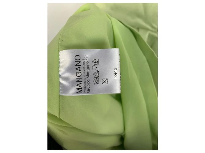 Mangano grünes Satinkleid mit Schmuckkragen - Ansicht 2