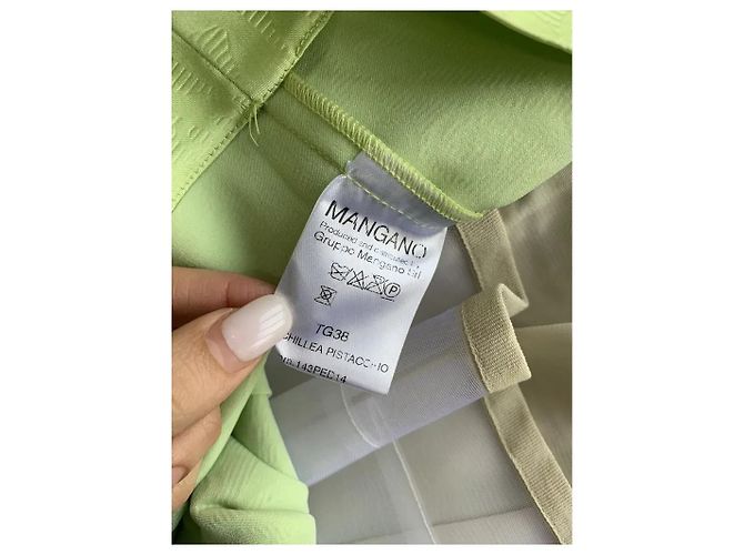 Mangano grünes Jacquard-Satinkleid ärmellos - Ansicht 2