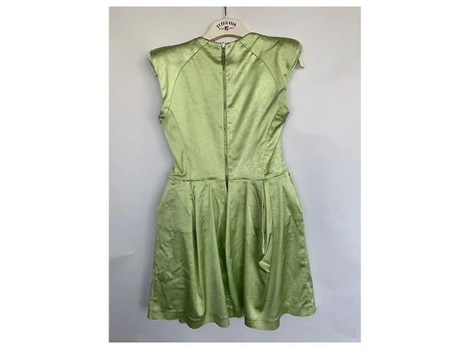 Mangano grünes Jacquard-Satinkleid ärmellos - Ansicht 4