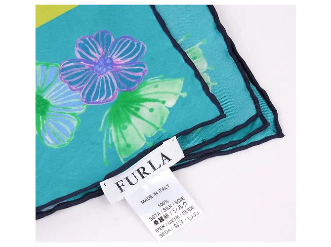 Furla Seidentuch mit Schmetterlings- und Blumenprint Pink Weiß Blau Grün Lila Hellblau - Ansicht 5