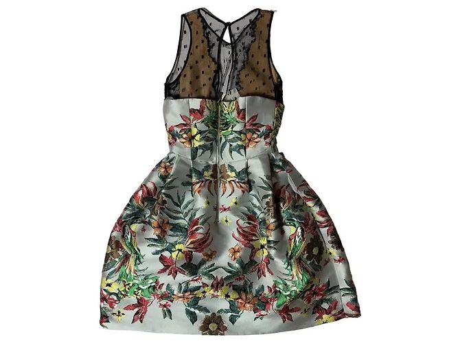 Zuhair Murad kurzes Kleid mit Blumenmuster und schwarzer Spitze Mehrfarben - Ansicht 4