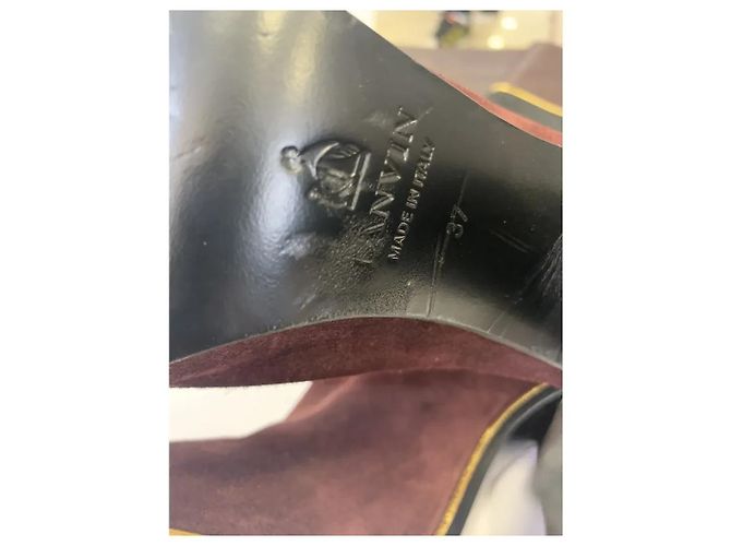 Botas altas patchwork Lanvin em camurça e couro Preto Bordeaux - vista 3
