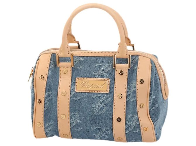 Chopard Denim and Leather Bowling Bag Blue Beige - view 2