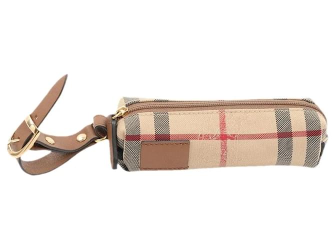 Burberry Micro Pouch Check Canvas Marrone Beige - vista 2