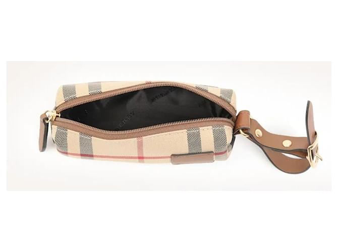Burberry Micro Pouch Check Canvas Marrone Beige - vista 3