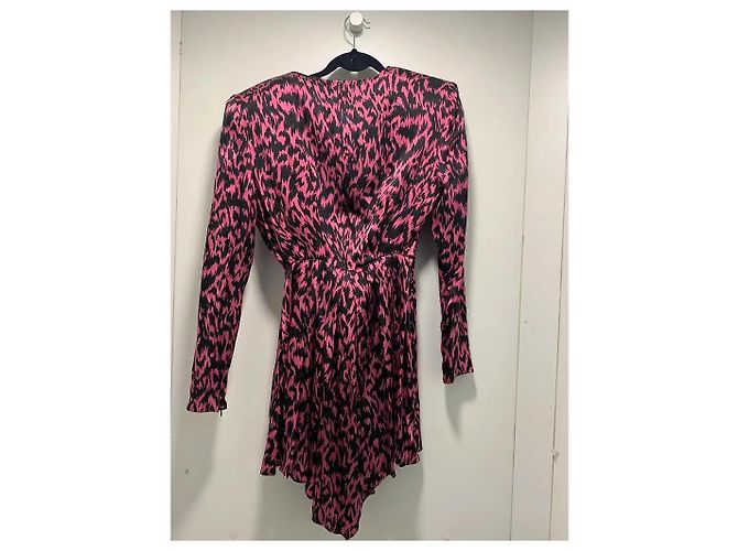 Abito corto in seta stampata rosa e nero Alexandre Vauthier - vista 2