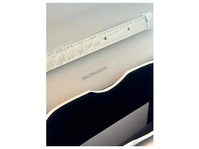 Borsa Balenciaga Le B Small in pelle bianca stampa coccodrillo Bianco - vista 3