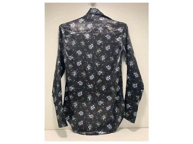 Camicia Acne Studios stampa floreale nera in poliestere Nero Blu - vista 2