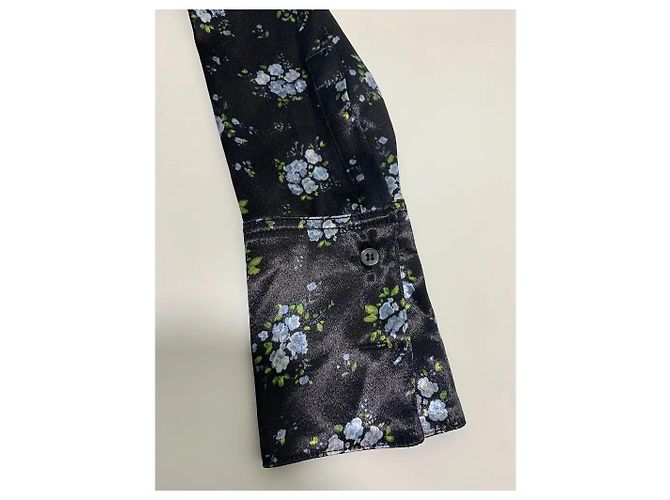 Camicia Acne Studios stampa floreale nera in poliestere Nero Blu - vista 3