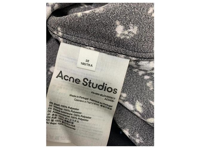 Camicia Acne Studios stampa floreale nera in poliestere Nero Blu - vista 4