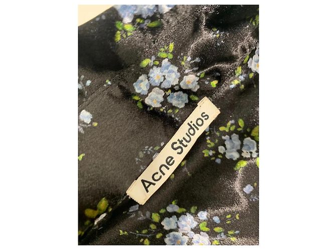 Camicia Acne Studios stampa floreale nera in poliestere Nero Blu - vista 6