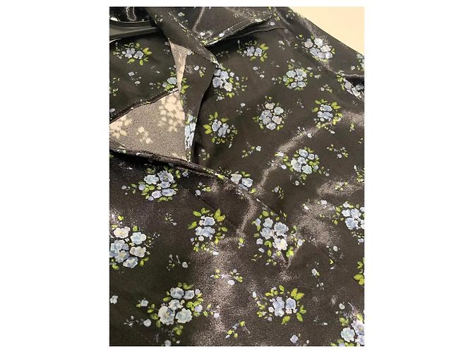 Camicia Acne Studios stampa floreale nera in poliestere Nero Blu - vista 7