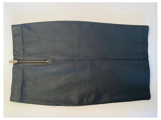Bel Air Leder-Bleistiftrock Marineblau - Ansicht 2