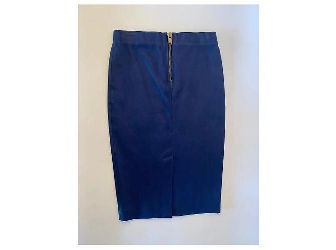 Bel Air Leder-Bleistiftrock in Marineblau Dunkelblau - Ansicht 2