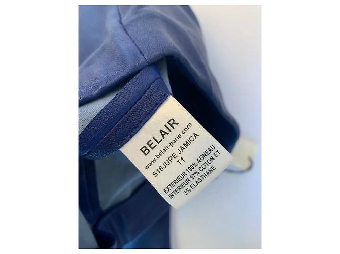 Bel Air Leder-Bleistiftrock in Marineblau Dunkelblau - Ansicht 3