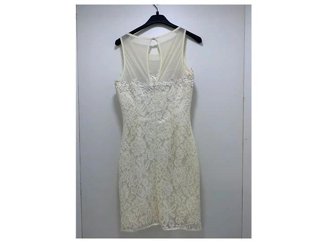 Autre Marque Vestido de cocktail Basix de encaje blanco con perlas - vista 2