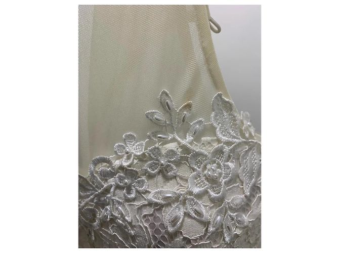 Autre Marque Vestido de cocktail Basix de encaje blanco con perlas - vista 3