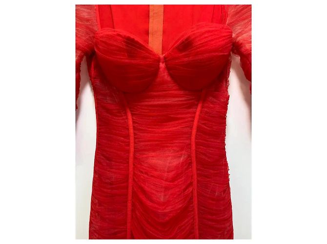 Vestido rojo con volantes Elisabetta Franchi Roja - vista 4