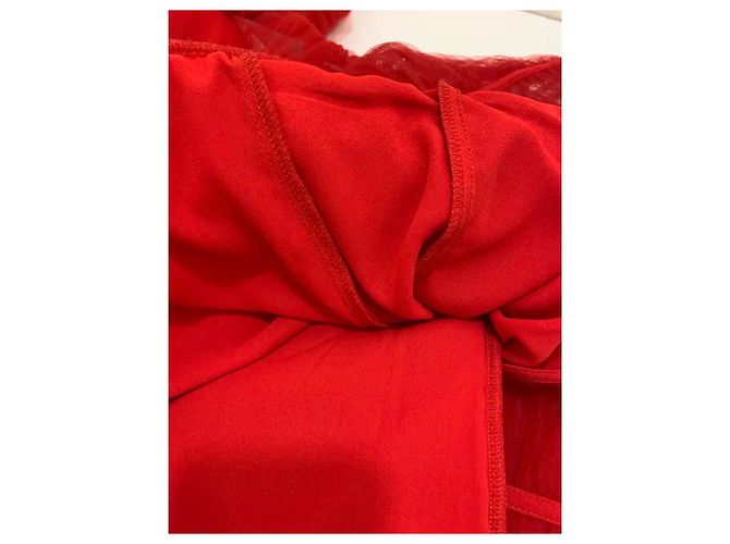 Vestido rojo con volantes Elisabetta Franchi Roja - vista 7