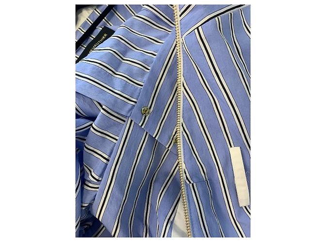 Alexandre Vauthier Blue and White Striped Shirt Dress - view 2