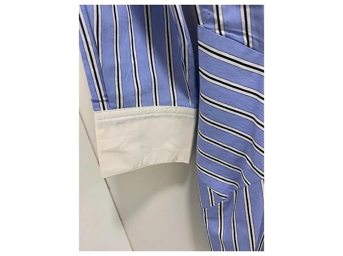 Alexandre Vauthier Blue and White Striped Shirt Dress - view 4