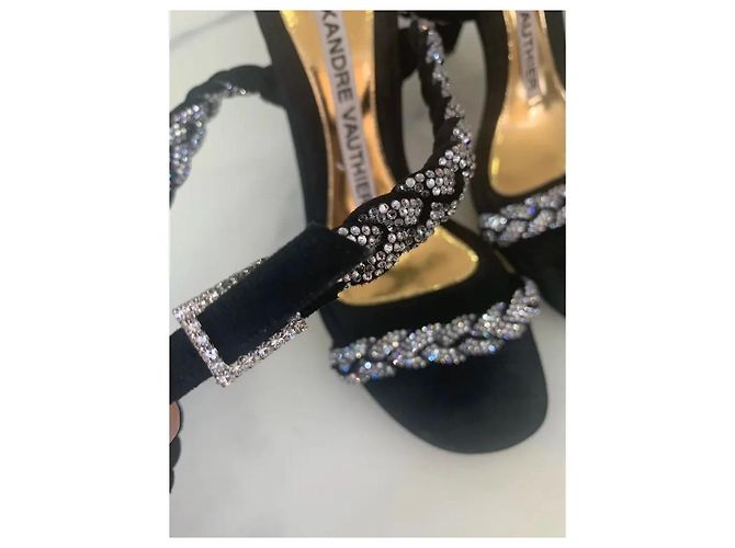 Sandali Alexandre Vauthier neri in scamosciato con cristalli Nero - vista 3