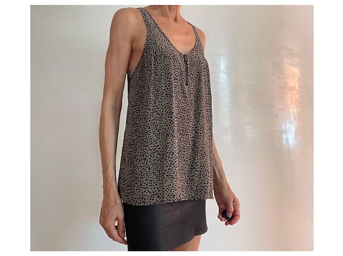 Autre Marque Bel Air Top Seda Estampado Leopardo Beige Estampado de leopardo - vista 2