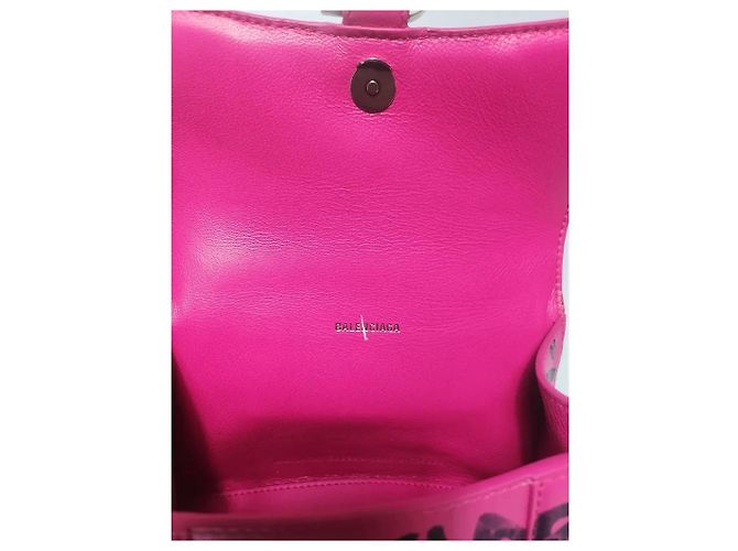 Borsa Balenciaga Hourglass XS Graffiti Rosa - vista 6