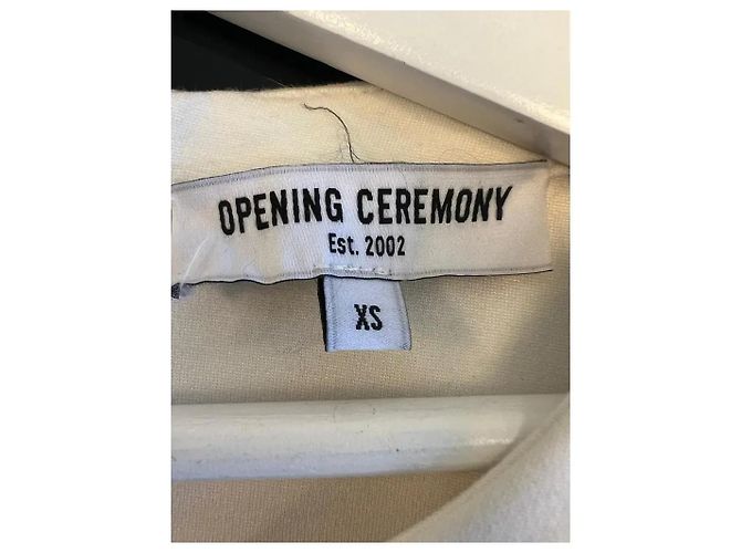 Opening Ceremony weißes Baumwollkleid mit schwarzen Rüschen - Ansicht 2