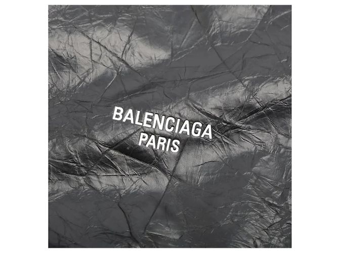 Balenciaga Medium Crush Tote Bag Pelle Nera Nero - vista 4
