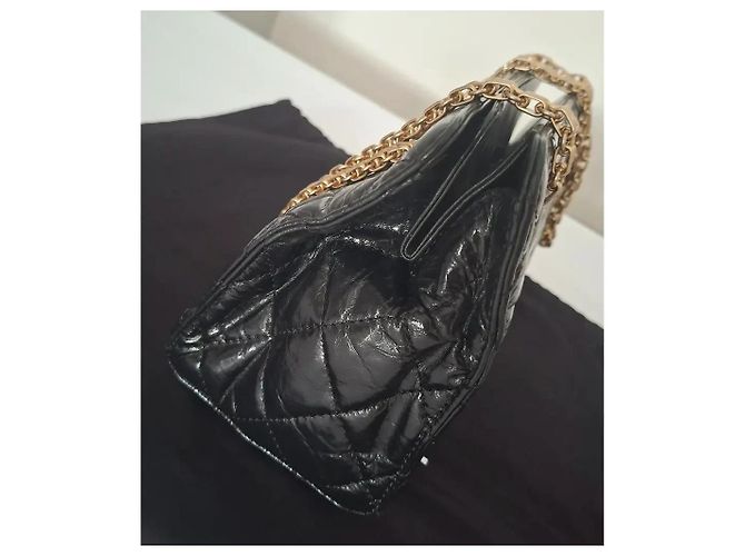 Chanel 2.55 Reissue Borsa a Patta Pelle Verniciata Nera Nero - vista 2