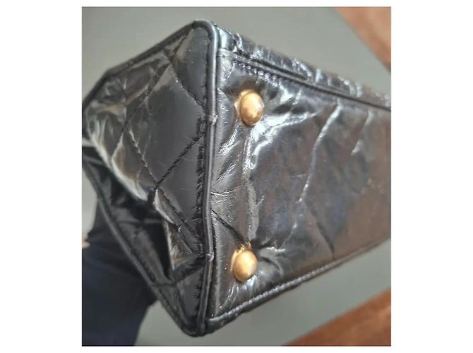 Chanel 2.55 Reissue Borsa a Patta Pelle Verniciata Nera Nero - vista 4