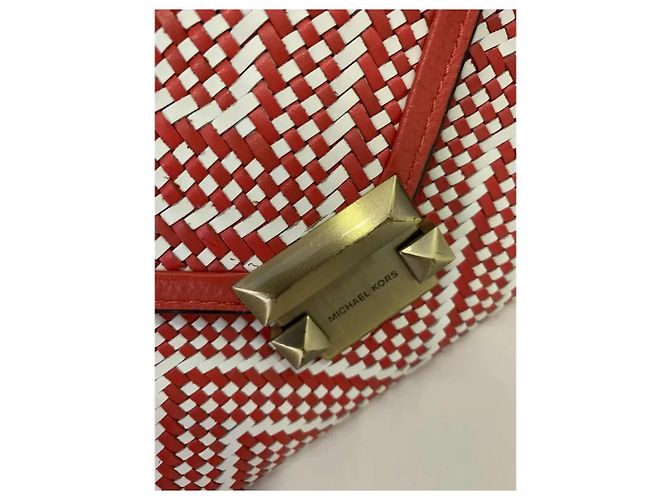 Michael Kors Whitney Borsa a tracolla in pelle e paglia - Rosso e Bianco Multicolore - vista 2