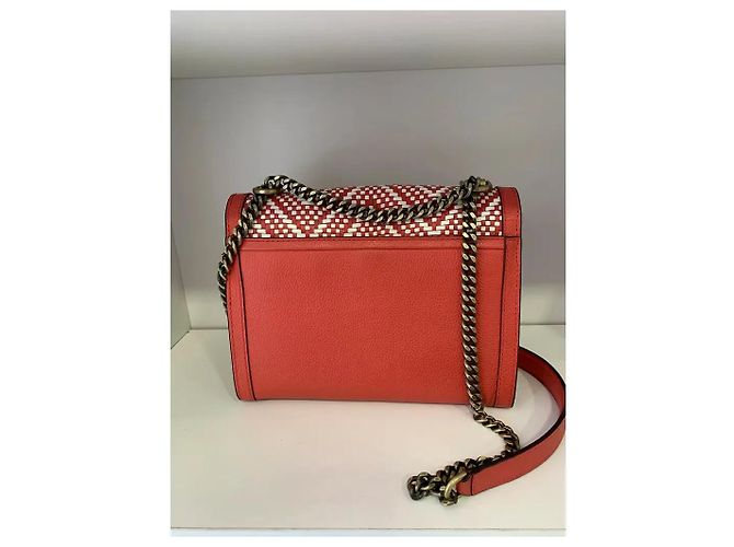 Michael Kors Whitney Borsa a tracolla in pelle e paglia - Rosso e Bianco Multicolore - vista 4