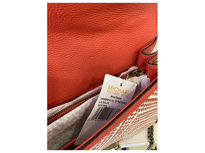 Michael Kors Whitney Borsa a tracolla in pelle e paglia - Rosso e Bianco Multicolore - vista 7