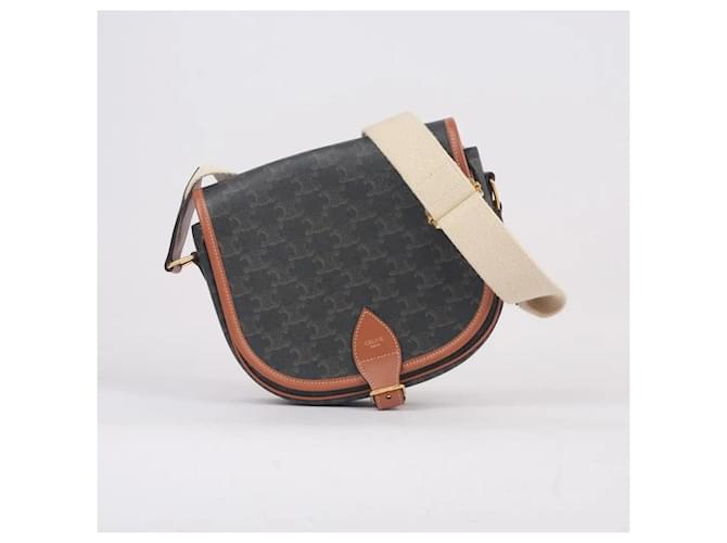 Céline Folco Borsa Grande Monogramma Triomphe Marrone Marrone scuro - vista 2