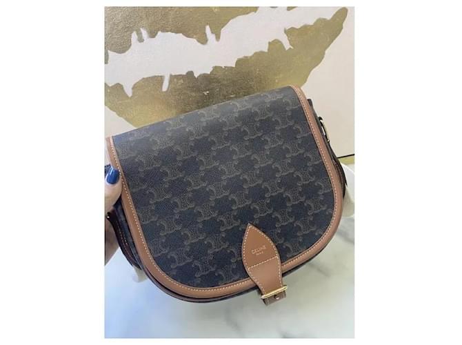 Céline Folco Borsa Grande Monogramma Triomphe Marrone Marrone scuro - vista 7