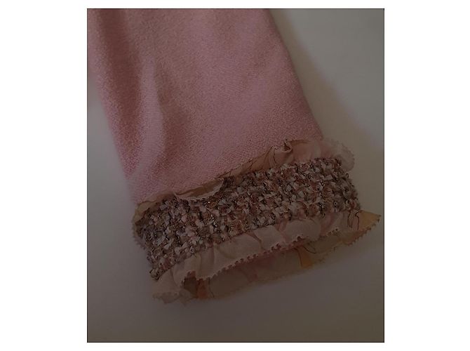 Escada Tweed-Jacke Rosa mit Blumenbesatz Pink - Ansicht 3