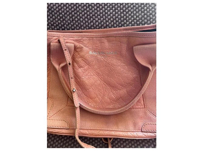 Borsa a mano Balenciaga Navy Cabas rosa in pelle - vista 13