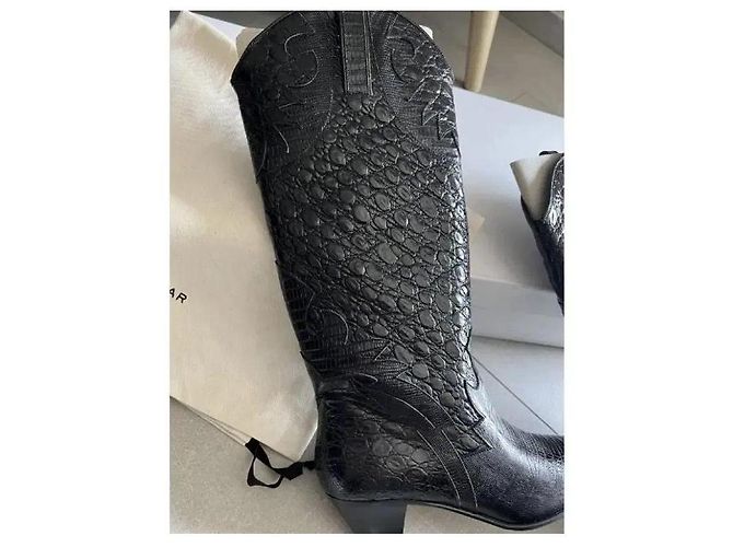 By Far Botas Cowboy Melvin Piel Efecto Croco Negro - vista 2