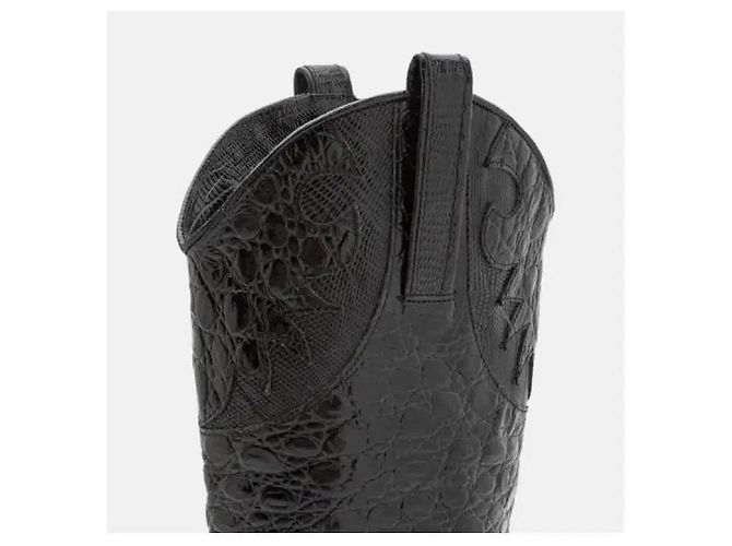 By Far Botas Cowboy Melvin Piel Efecto Croco Negro - vista 3