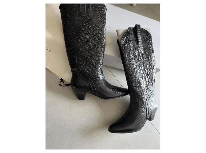 By Far Botas Cowboy Melvin Piel Efecto Croco Negro - vista 7