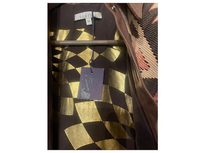 Armand Ventilo braune Lederjacke mit Fransen und geometrischem Muster Mehrfarben - Ansicht 3