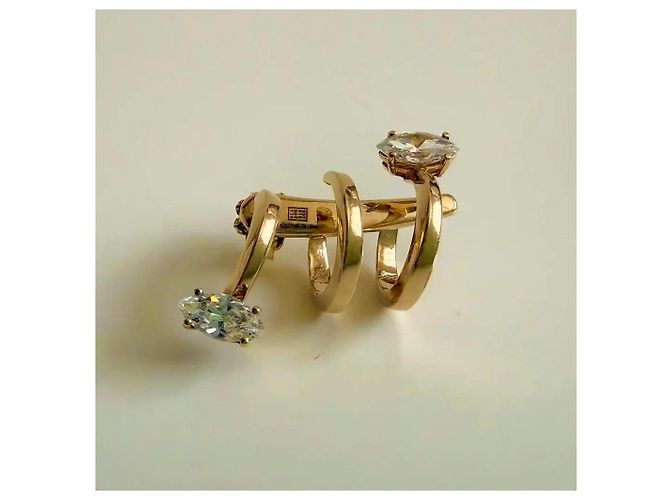Autre Marque Bea Bongiasca Ear Cuff a Spirale in Oro Giallo 9k con Cristalli Marquise D'oro - vista 2