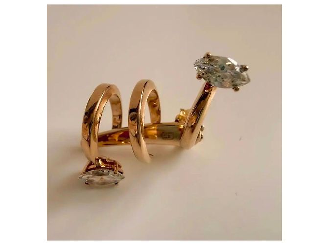 Autre Marque Bea Bongiasca Ear Cuff a Spirale in Oro Giallo 9k con Cristalli Marquise D'oro - vista 7