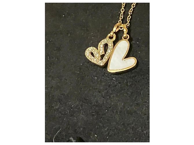 Collana Swarovski Double Heart in Cristalli e Madreperla D'oro - vista 2