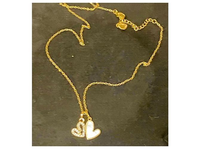 Collana Swarovski Double Heart in Cristalli e Madreperla D'oro - vista 3